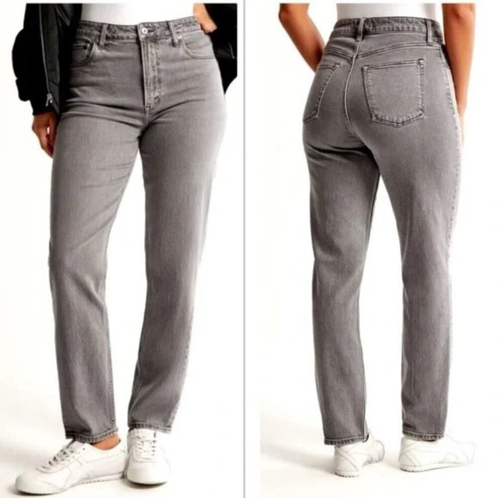ABERCROMBIE & FITCH Curve Love High-Rise Mom Jean Gray Wash - Size 27